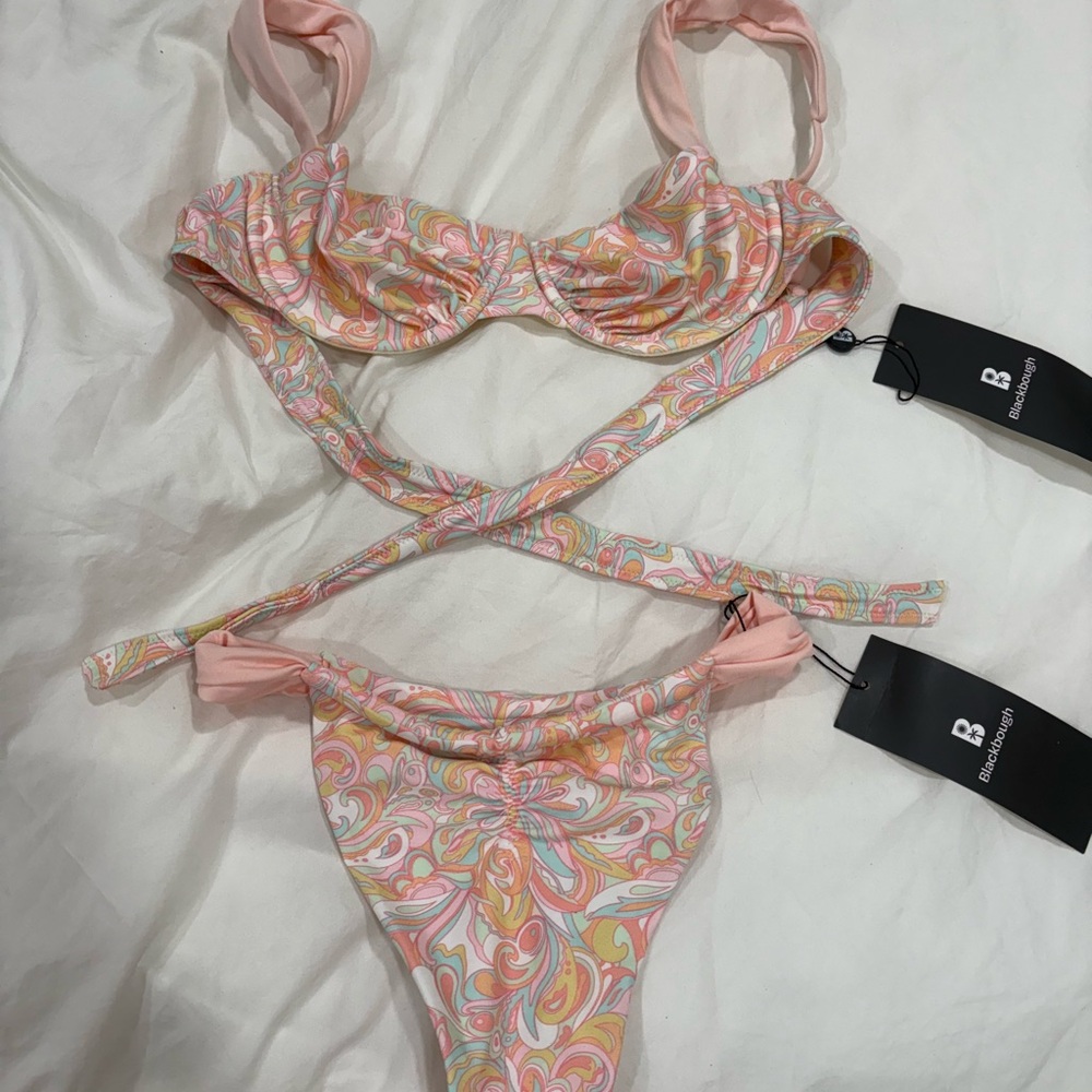 Blackbough Swim Pink and Orange Swirl Bikini Set